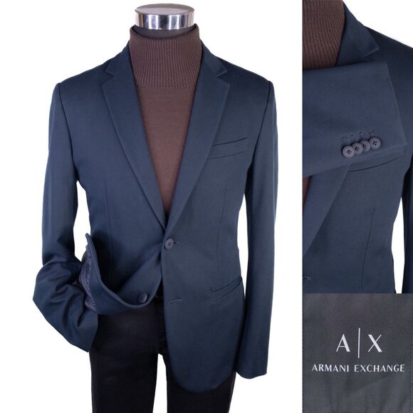Armani Exchange Men's Sport Coat Jacket Casual Blazer Sz 38R Two Button Navy